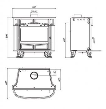 Гусен камин на цврсто гориво Plamen Glas Franklin | 11-13 kW | 145-147 kg | Класа A - Image 4