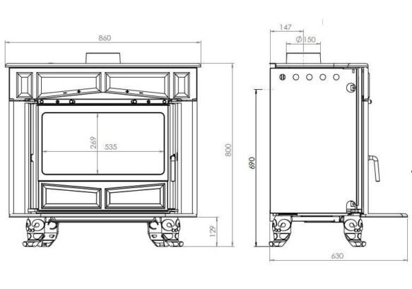 Гусен камин на цврсто гориво Plamen Glas Franklin | 11-13 kW | 145-147 kg | Класа A - Image 3