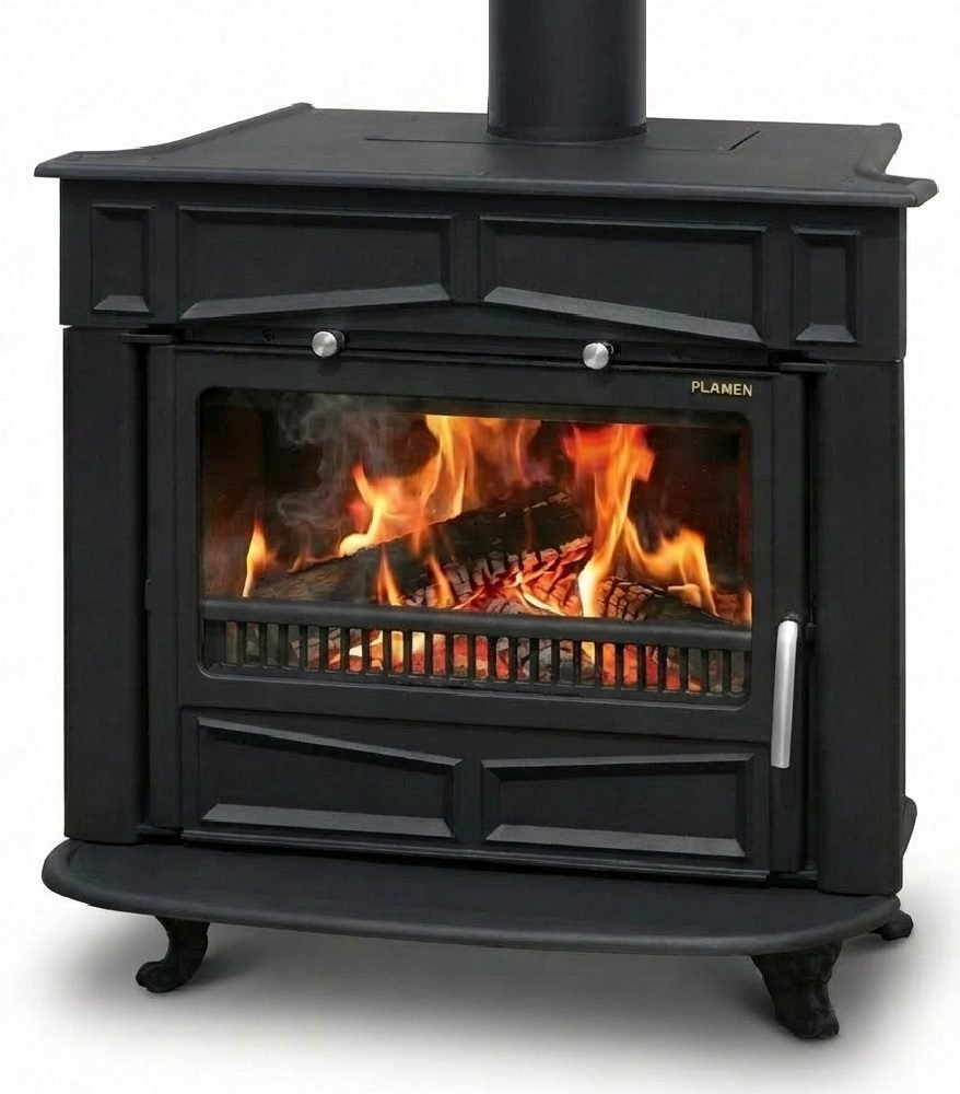 Гусен камин на цврсто гориво Plamen Glas Franklin | 11-13 kW | 145-147 kg | Класа A