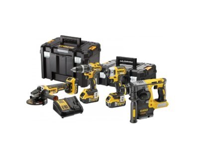 18V Сет од 4 алати, 3x5Ah батерии, полнач и 2 куфери TSTAK DeWALT