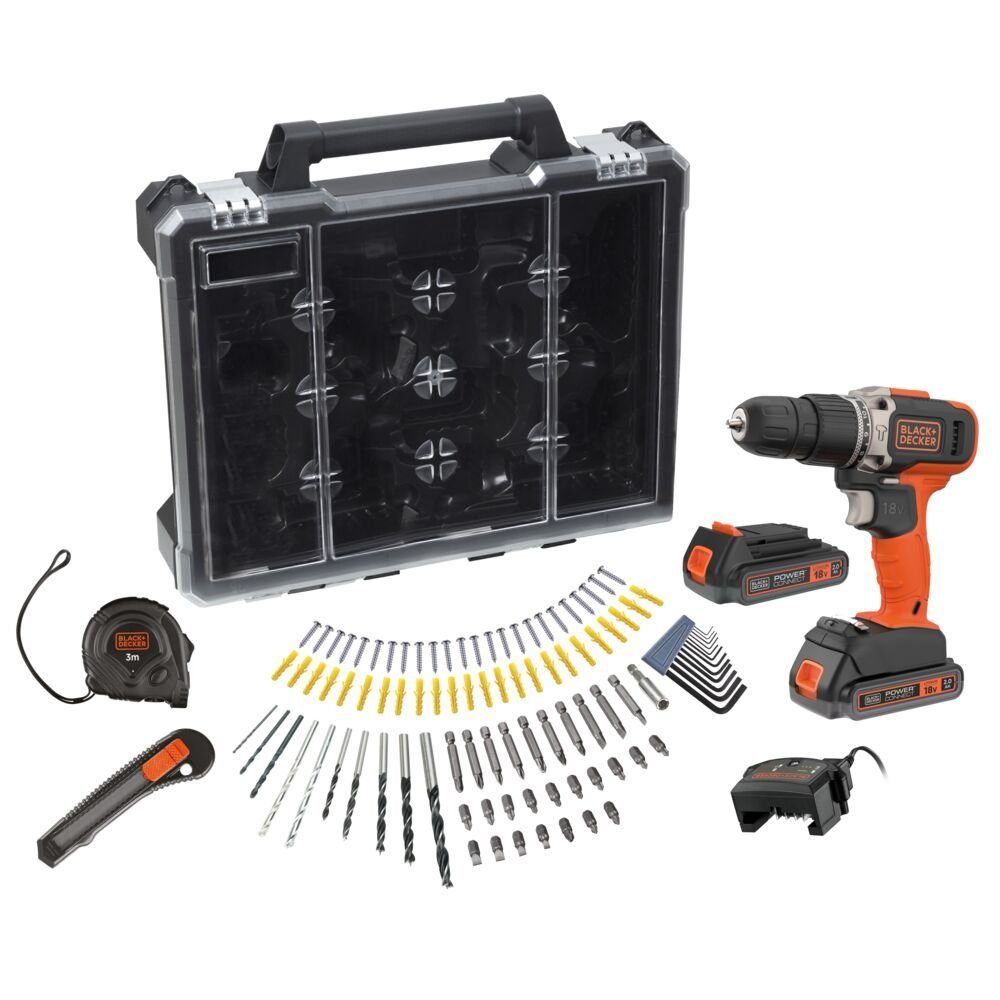 Сет Ударна Дупчалка 18V + 100 парчиња прибор Black & Decker Black+Decker