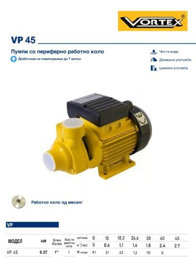 VORTEX Периферична пумпа за вода