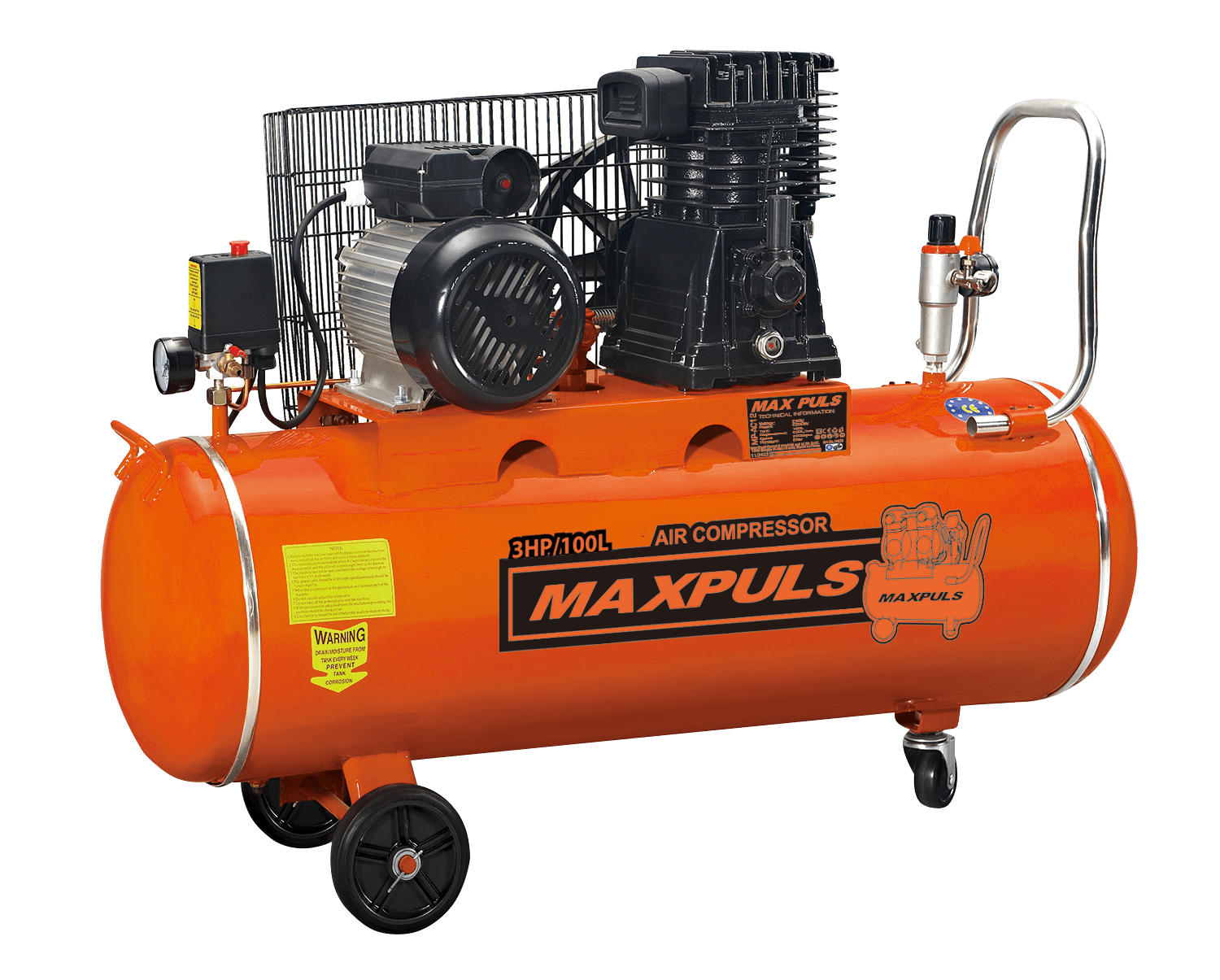 Компресор MAXPULS 2.2kW, 100L, 8 Bar,проток 250L/min