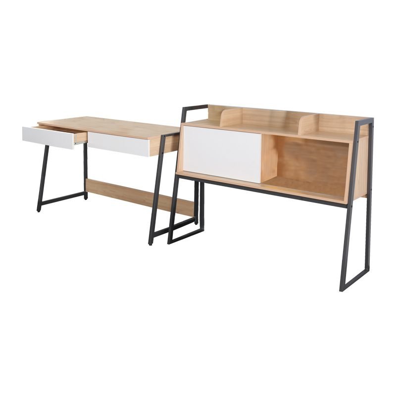 Работно биро Jersey меламин во природно-бела нијанса и антрацит метал 124x54x171cm