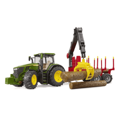 Bruder John Deere трактор со приколка со кран со дрва (4+)