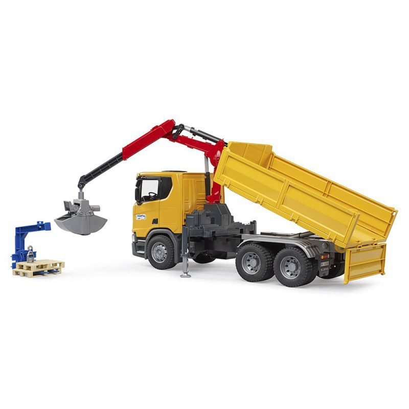 Bruder SCANIA камион со кран и 2 палети (4+)