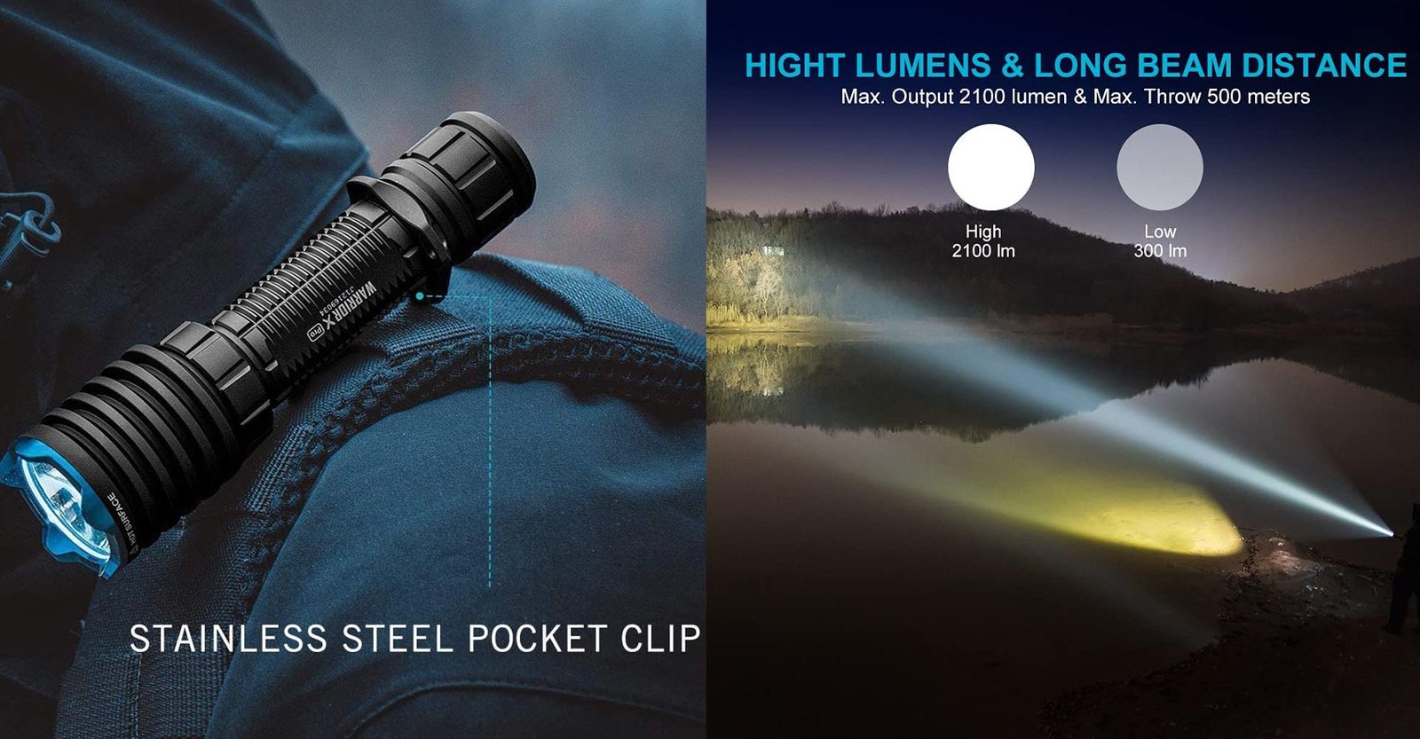 Батериска лампа Olight Warrior X Pro Tactical | 2250 lumens | 600 m | 21700 | 239 g - Image 7