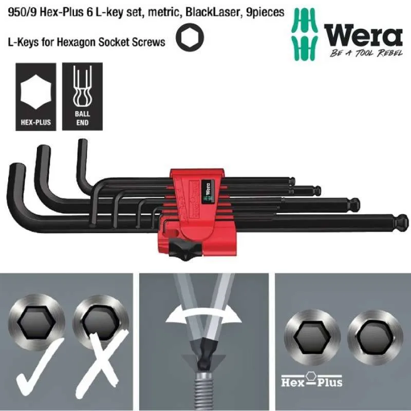 Комплет инбуси долги 950/9 hex 1,5-10mm 9 парчиња - Image 4