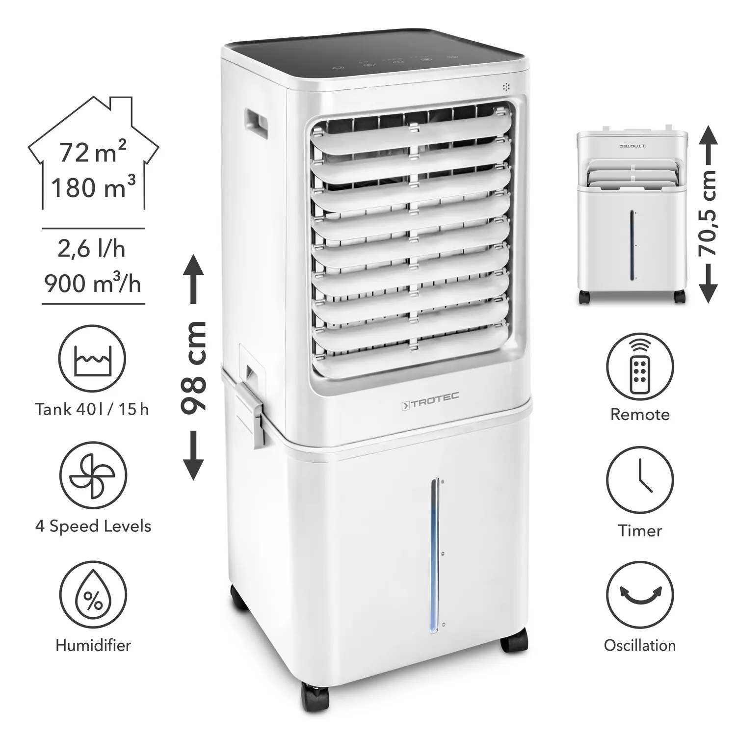 Kулер разладувач подвижен TROTEC PAE 61 | 100W | 900 m³/h | до 72 m² - Image 3