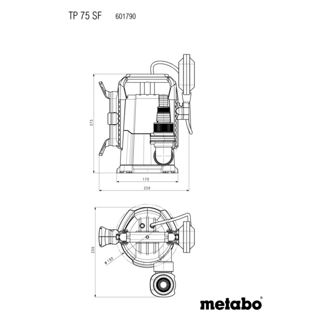Потопна пумпа за чиста вода Metabo TP 75 SF | 1 ½" | 280 W | 7500 l/h - Image 7