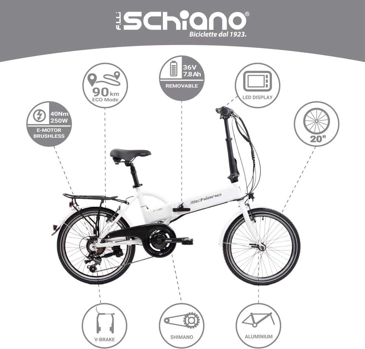 е-Велосипед SCHIANO Sky T07, made in Europe, бел - All Electric