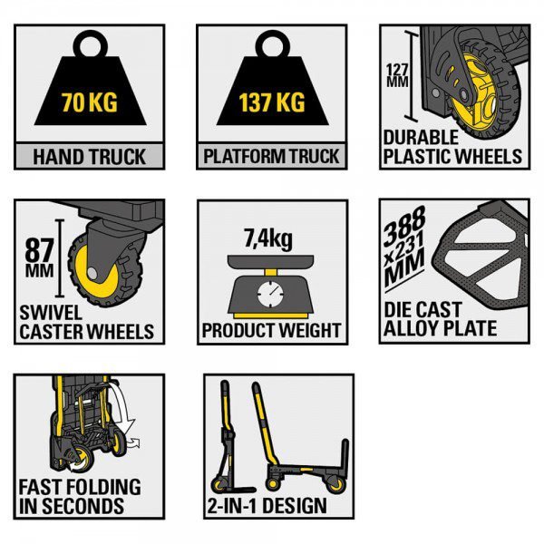 ТРАНСПОРТНА КОЛИЧКА Stanley SXWT-FT585 | 70 kg / 137 kg | 7.3 kg | Челик - Image 7