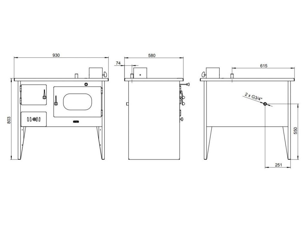 Шпорет на дрва PRITY 2P41 | 15.2 kW - Image 5